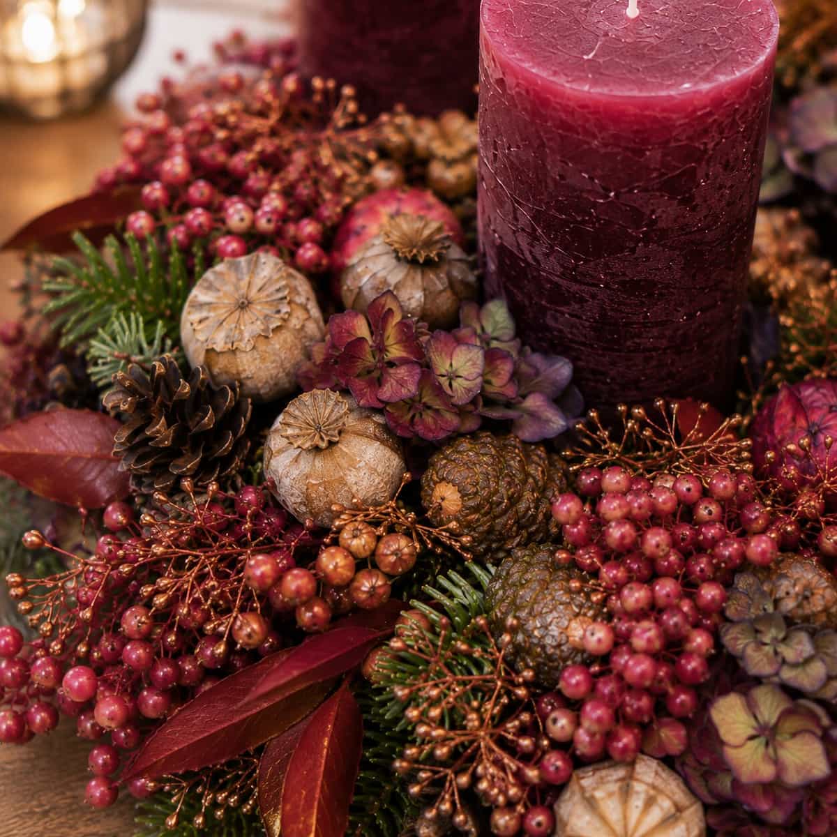 Adventskranz Kaminfeuer – Detailansicht 3