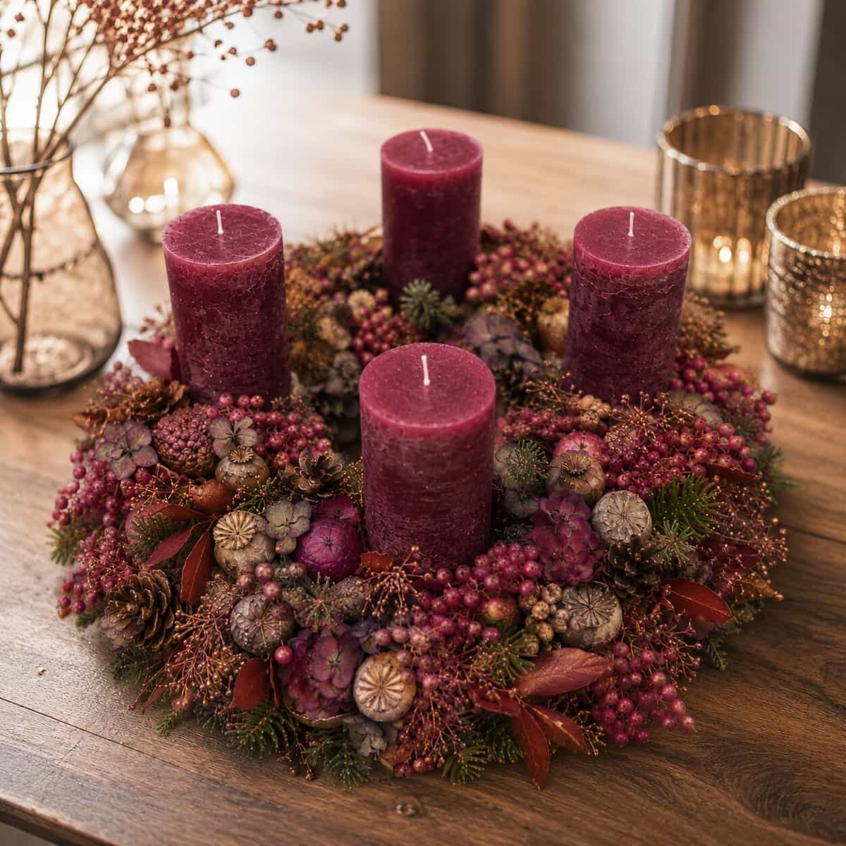 Adventskranz Kaminfeuer – Detailansicht 2