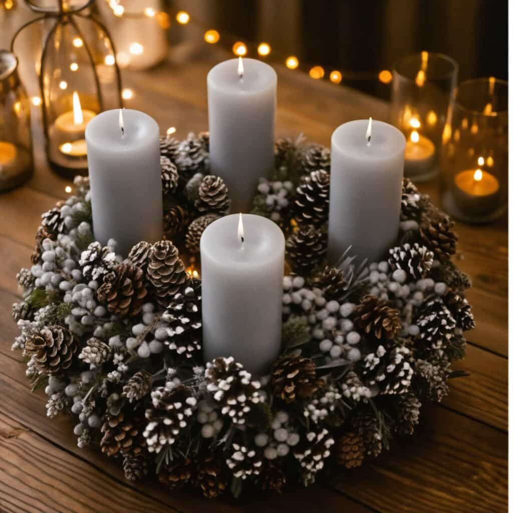 Adventskranz Rauhreif – Detailansicht 2