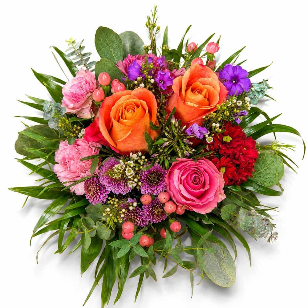 Kaia – Rosenstrauß in Rosa & Orange – Blumenstrauß vom Münchner Floristen