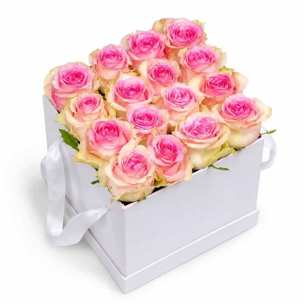 Mary – Flowerbox Rosen Lachs-Pink – Blumenstrauß vom Münchner Floristen