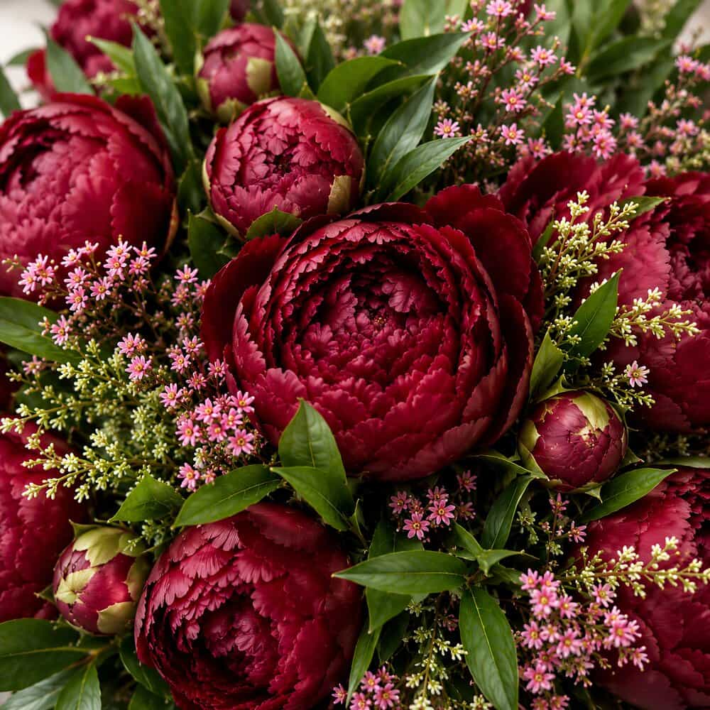 Ruby – Pfingstrosen in Dunkelrot – Detailansicht 2