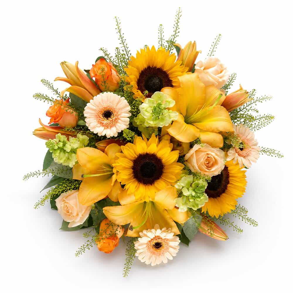Iris - Sonnenblumen mit Lilien & Gerbera – Blumenstrauß vom Münchner Floristen
