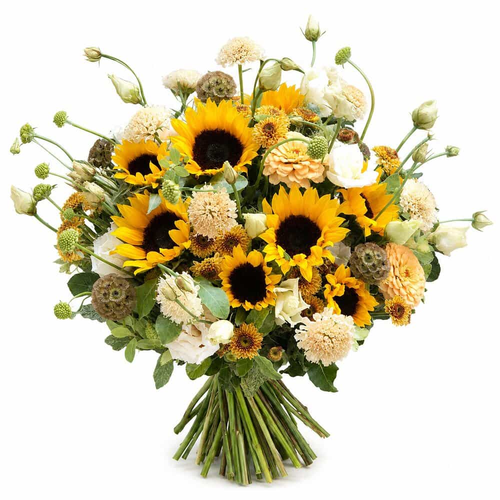 Nele - Sonnenblumen mit Dahlien & Lisianthus – Blumenstrauß vom Münchner Floristen