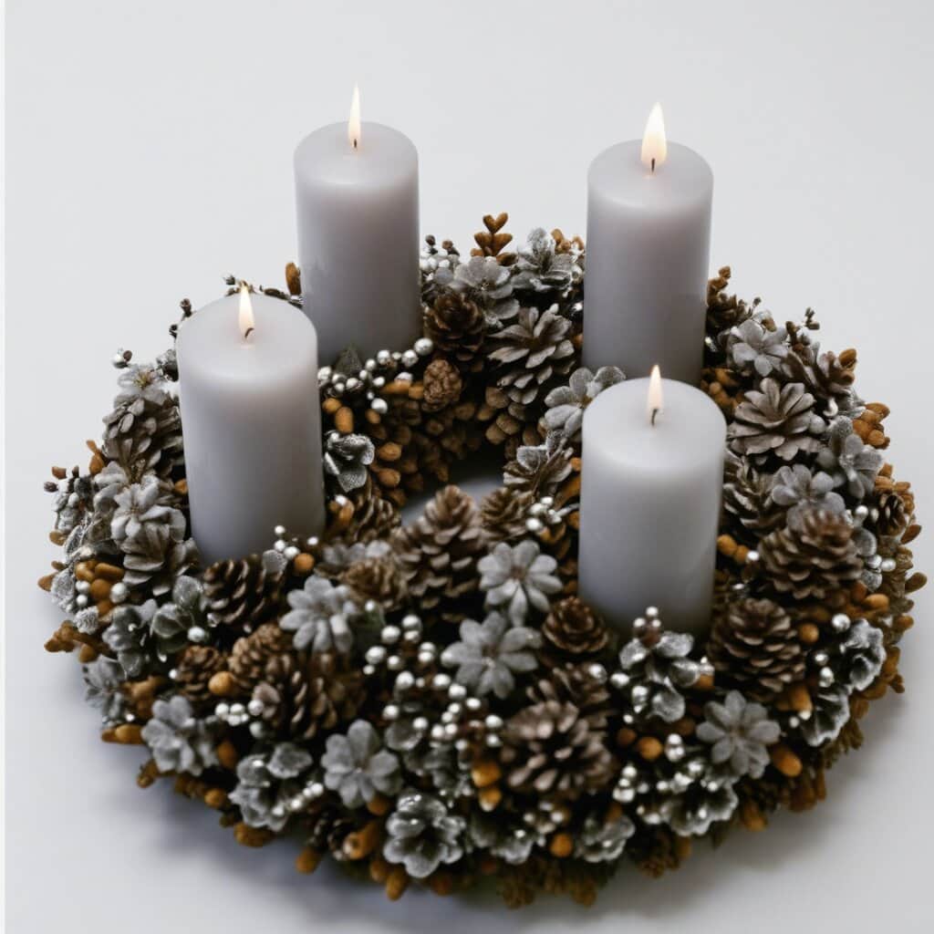 Adventskranz Rauhreif – frisch gebundener Blumenstrauß