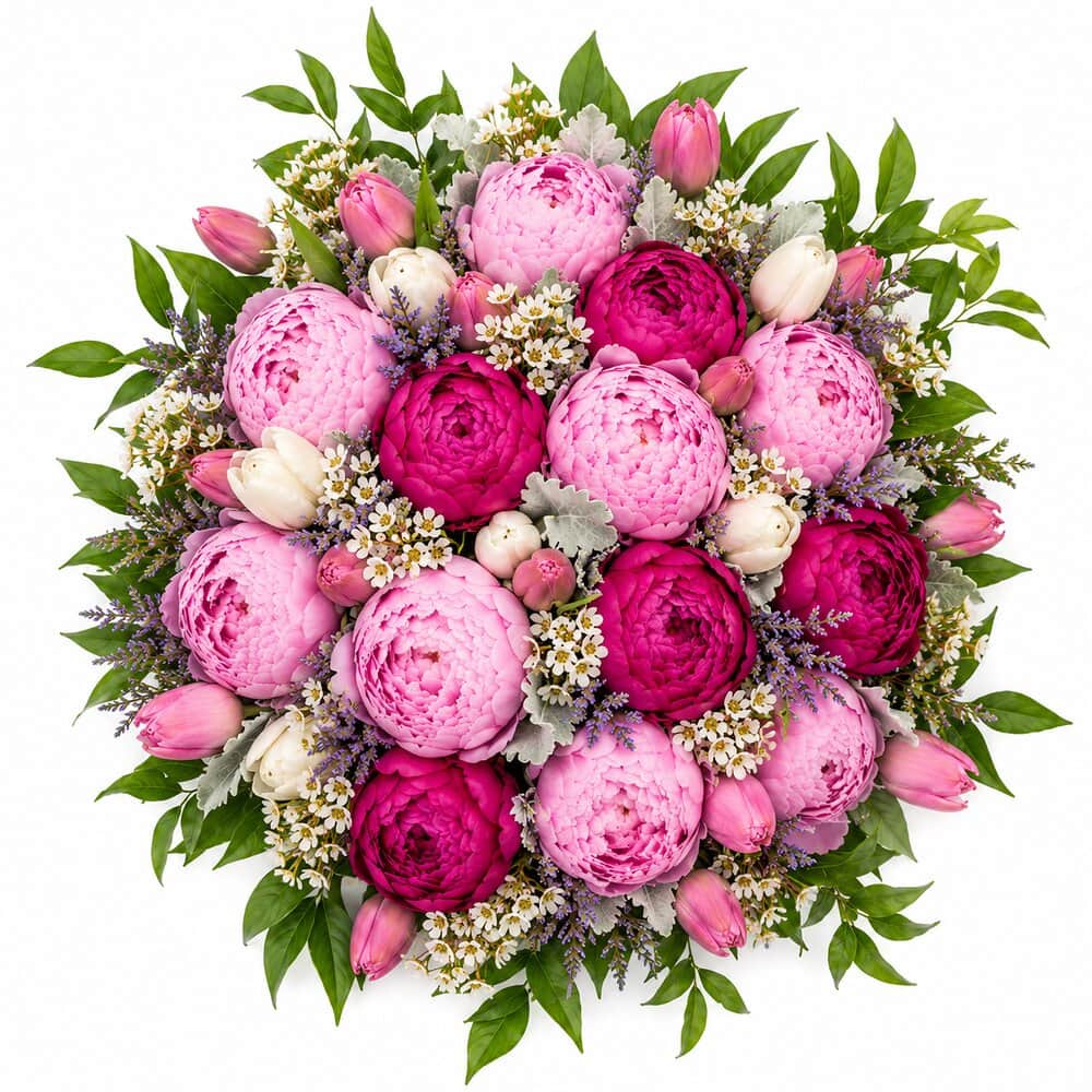 Ella – Pfingstrosen in Rosa & Pink – frisch gebundener Blumenstrauß