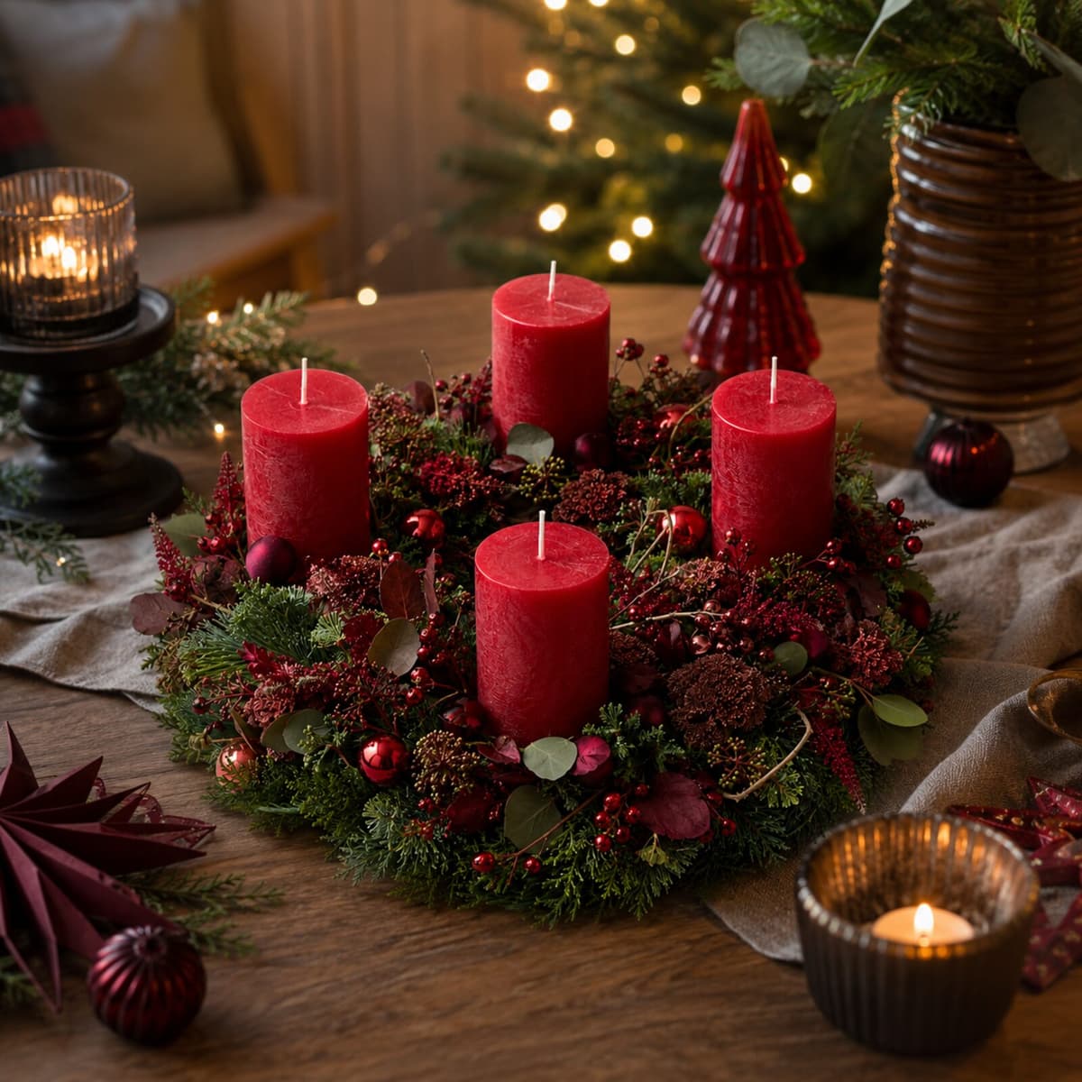 Adventskranz Rubin