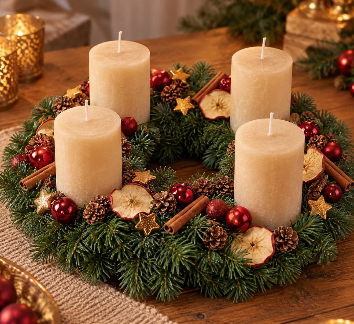 Adventskranz Winterabend