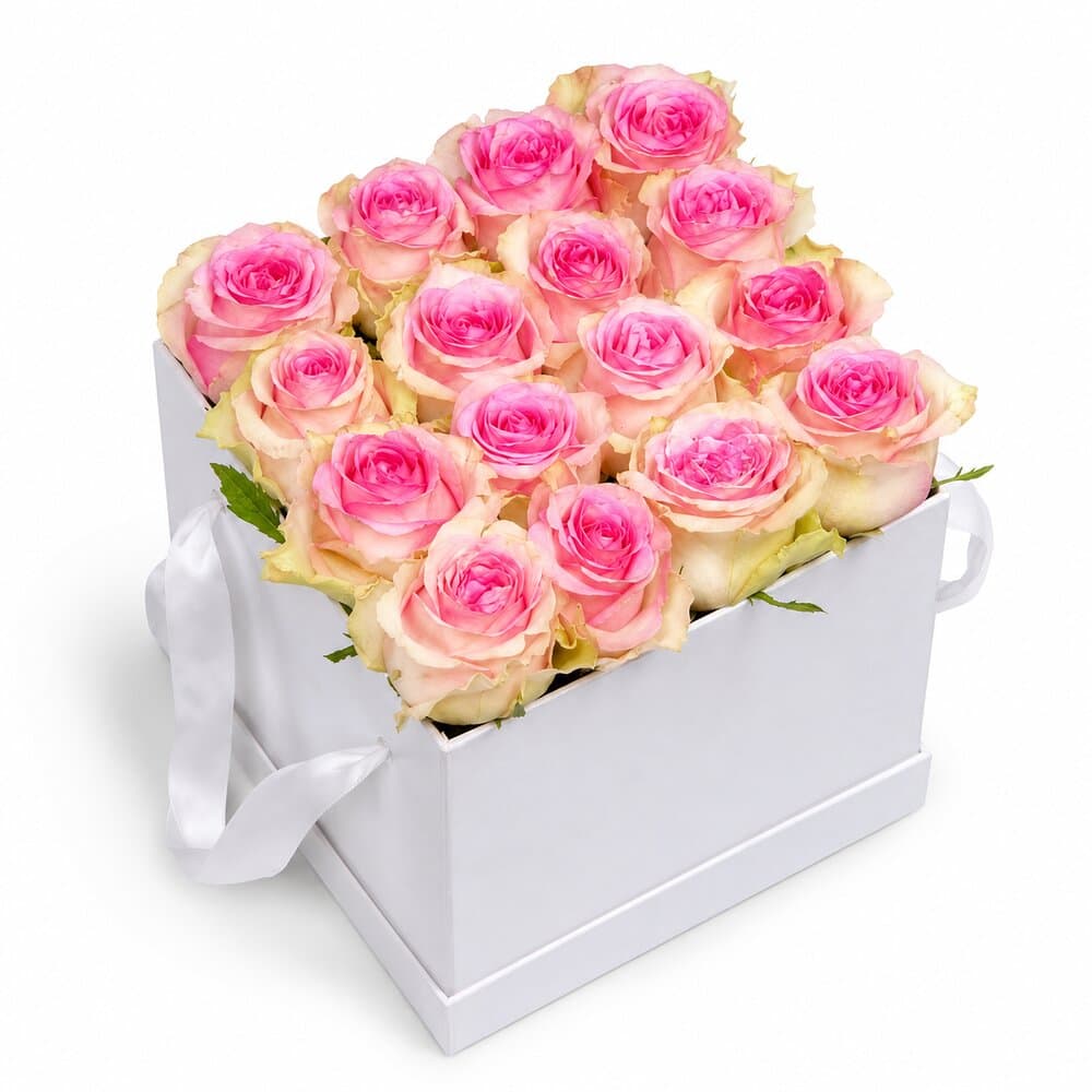 Mary – Flowerbox Rosen Lachs-Pink – Blumenstrauß vom Münchner Floristen