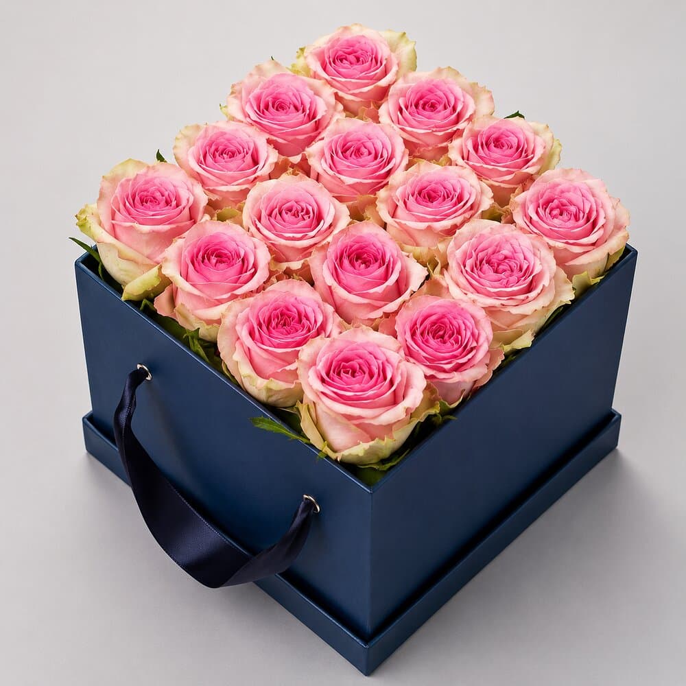 Maxi – Große Flowerbox mit pinken Rosen – Blumenstrauß vom Münchner Floristen