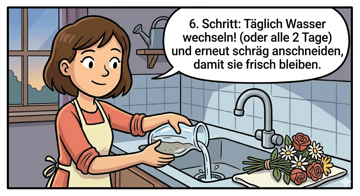 Blumenwasser täglich wechseln