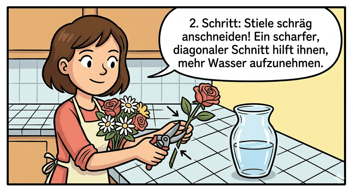 Blumenstiele frisch anschneiden